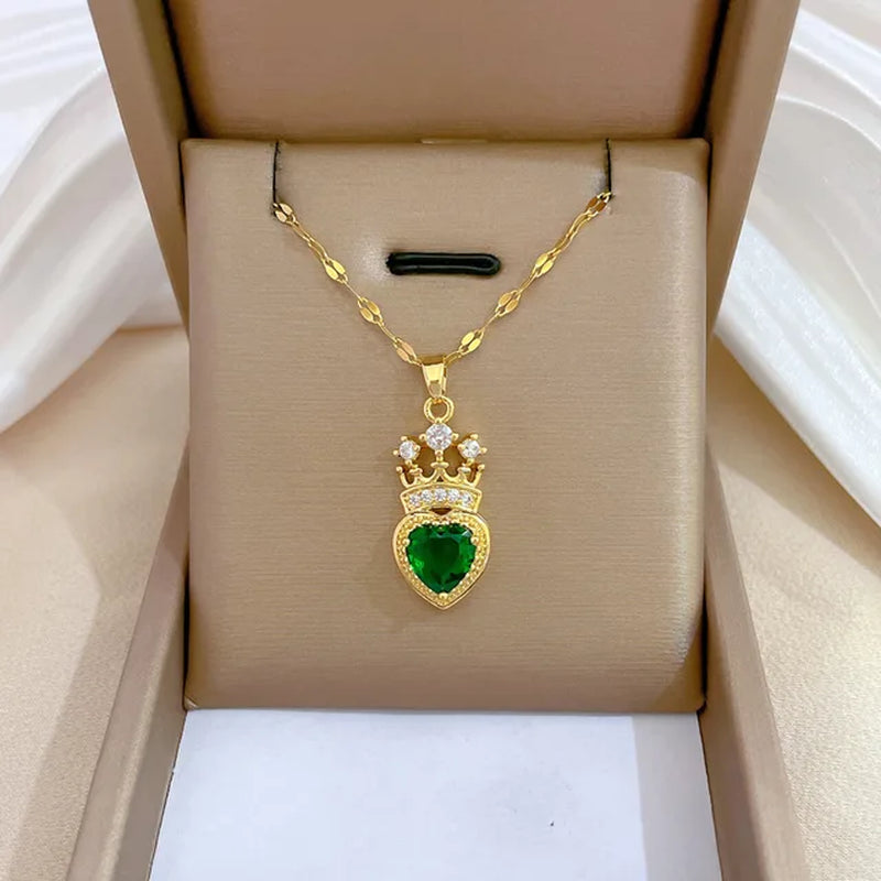 #00032 - Regal Crown Pendant Necklace