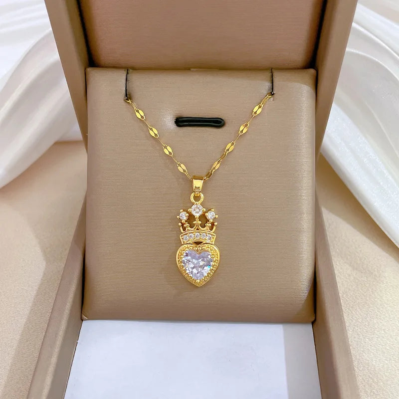 #00032 - Regal Crown Pendant Necklace