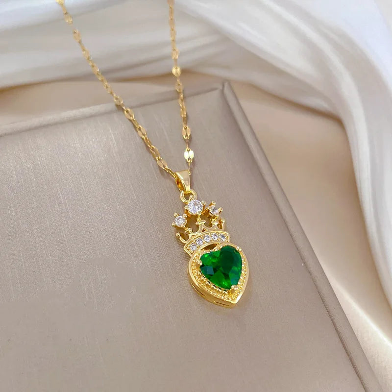 #00032 - Regal Crown Pendant Necklace