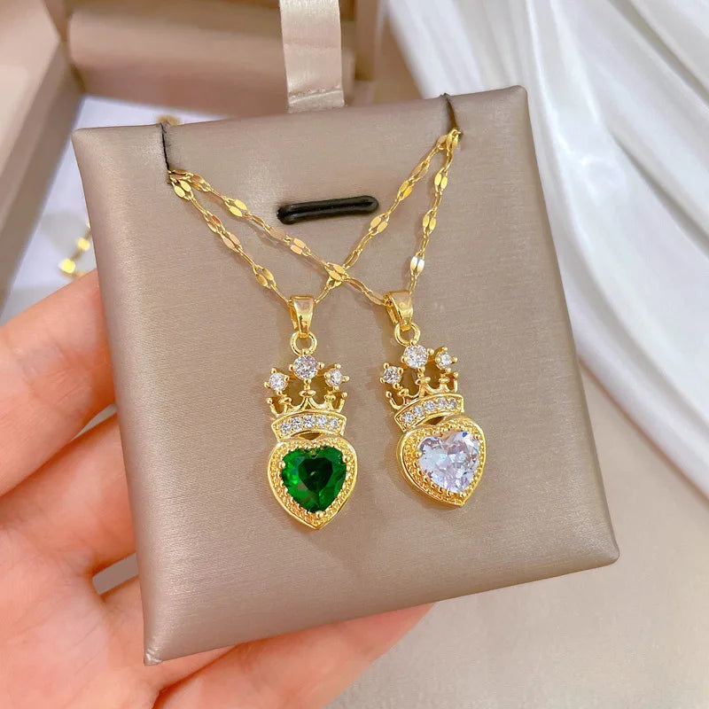 #00032 - Regal Crown Pendant Necklace