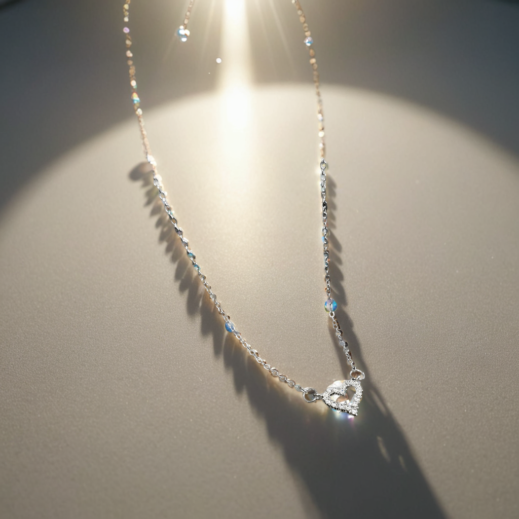 #00028 - Fluttering Heart Zircon Necklace