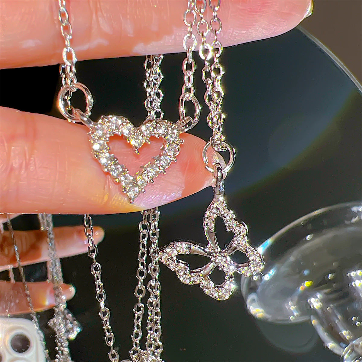 #00028 - Fluttering Heart Zircon Necklace