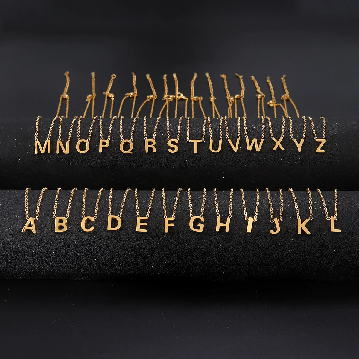 #00025 - Initial Letter Necklace: Stainless Steel Alphabet Choker