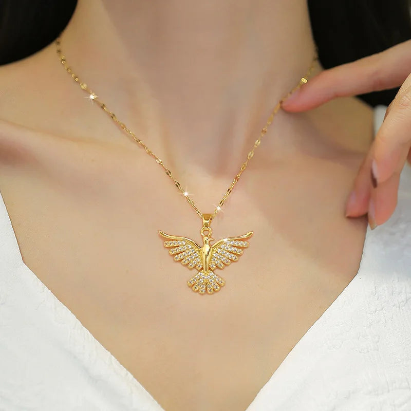 #00039 - Phoenix Feather Pendant Necklace