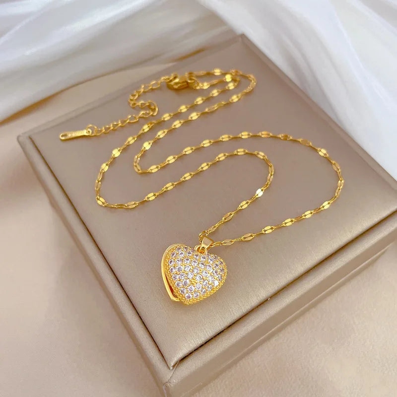 #00033 - Pearlescent Heart Pendant Necklace