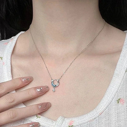 #00013 - Korean Moon Star Choker Necklace