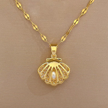 #00037 - Shell Pearl Micro-Embellished Necklace Set