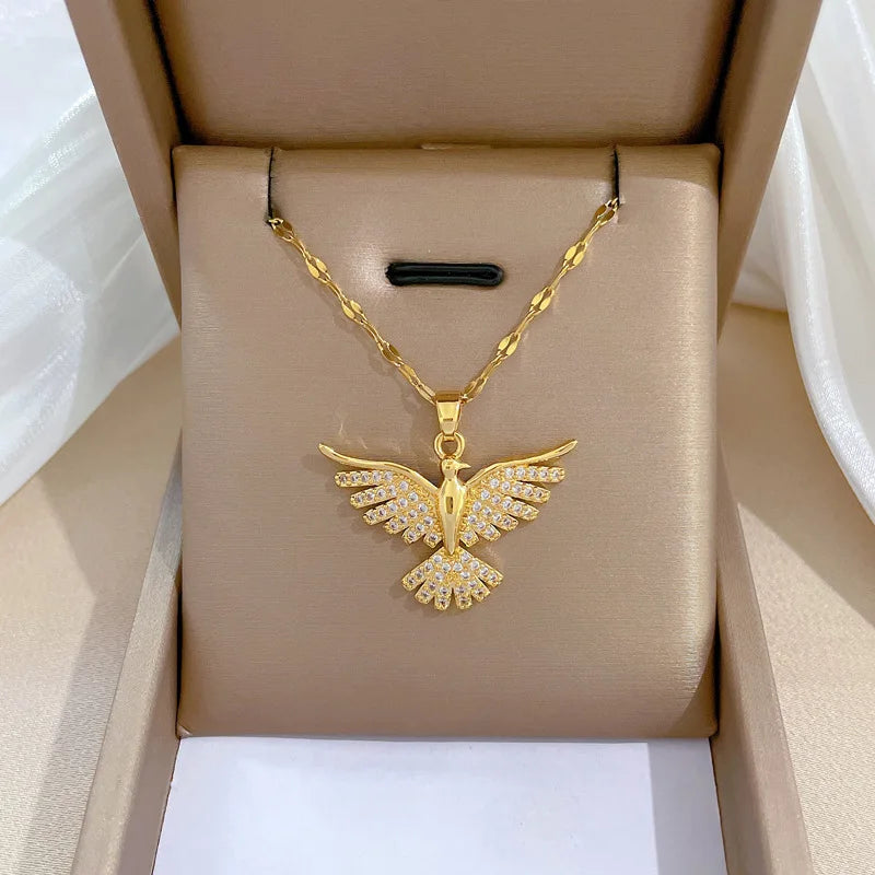 #00039 - Phoenix Feather Pendant Necklace