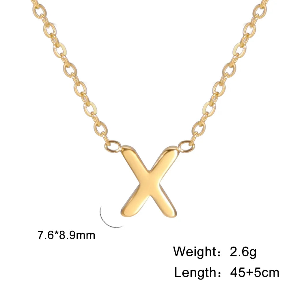 #00025 - Initial Letter Necklace: Stainless Steel Alphabet Choker