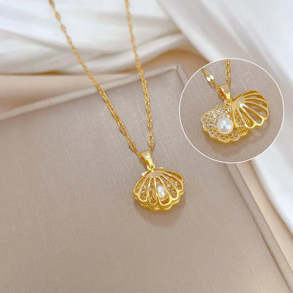 #00037 - Shell Pearl Micro-Embellished Necklace Set