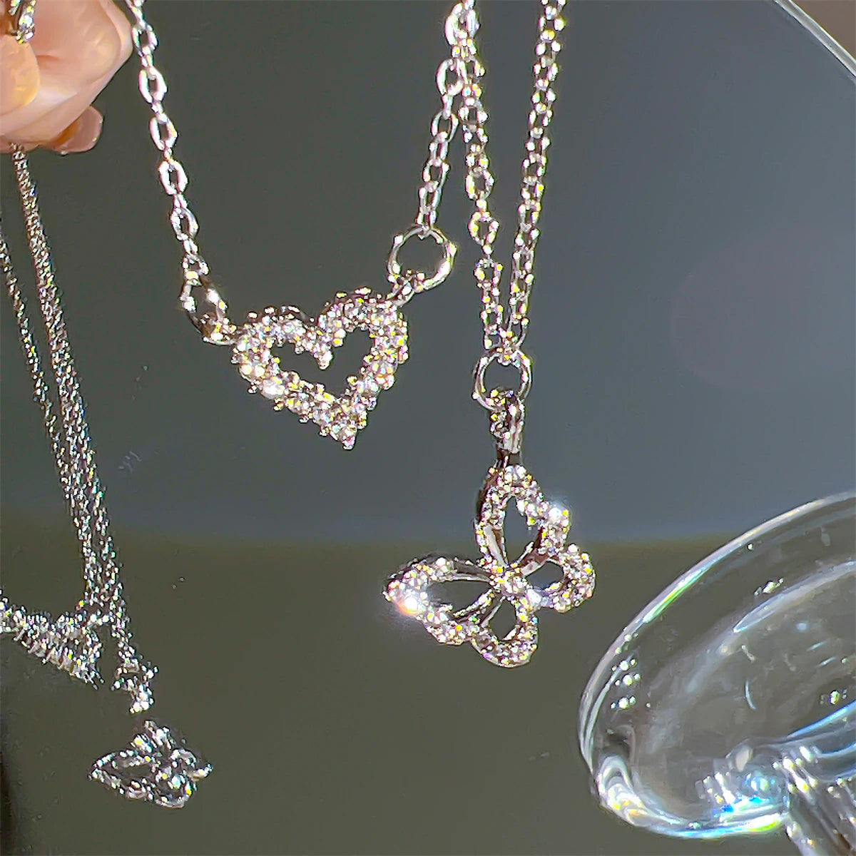 #00028 - Fluttering Heart Zircon Necklace
