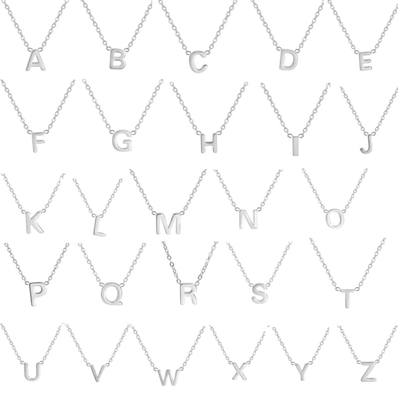 #00025 - Initial Letter Necklace: Stainless Steel Alphabet Choker