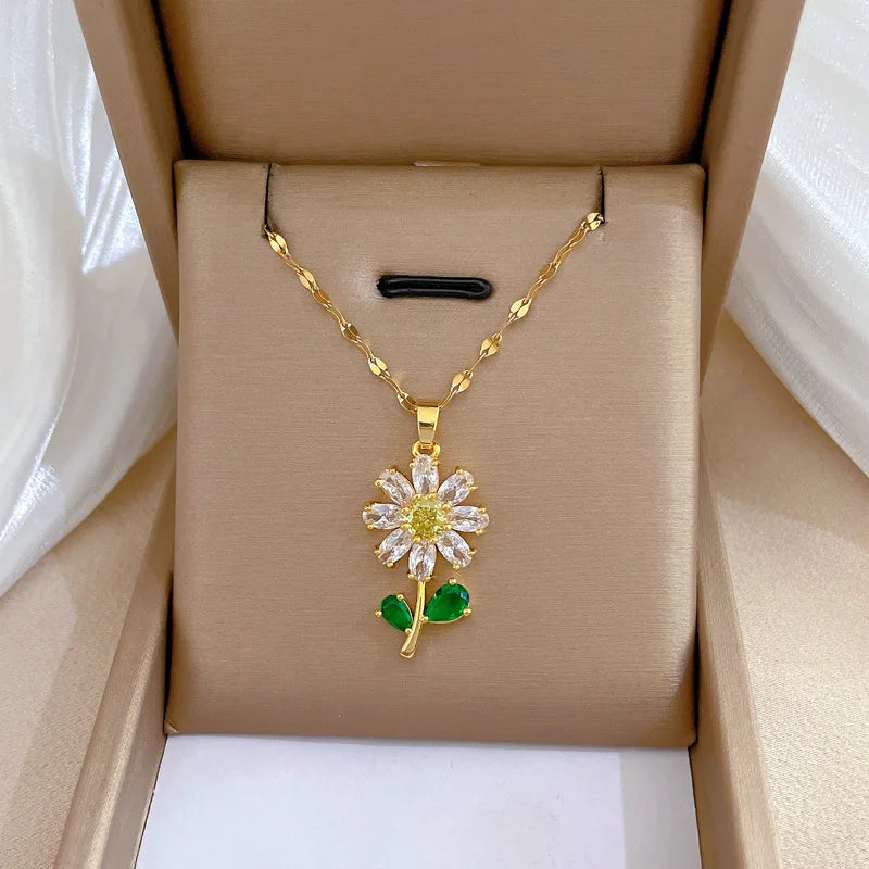 #00027 - Verdant Blossom Stainless Steel Jewelry Set