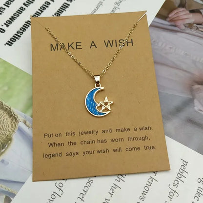 #00004 - Enamel Moon and Planet Pendant Necklaces