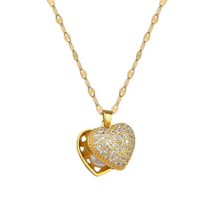 #00033 - Pearlescent Heart Pendant Necklace