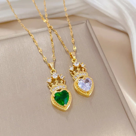 #00032 - Regal Crown Pendant Necklace