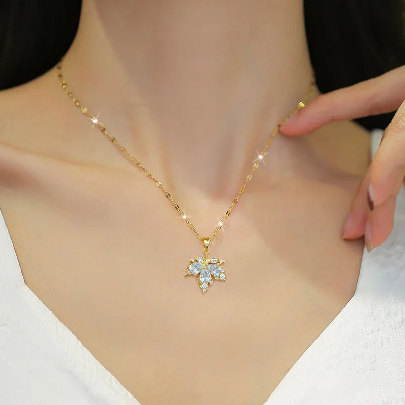 #00034 - Maple Leaf Micro-Inlay Jewelry Set