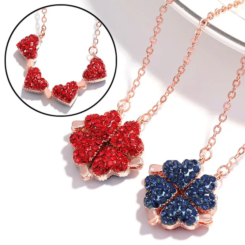 Hlover ♡ Diamond Heart Clover Convertible Necklace 1/10 ct tw Round