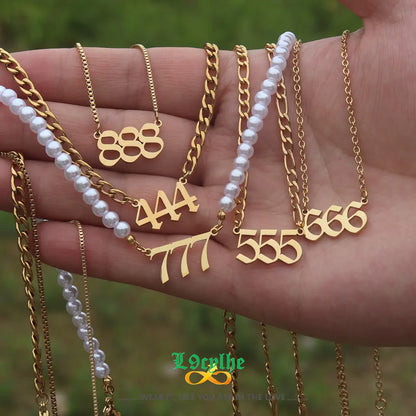 #00014 - Lucky Numbers Angel Necklace