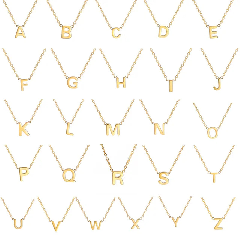 #00025 - Initial Letter Necklace: Stainless Steel Alphabet Choker