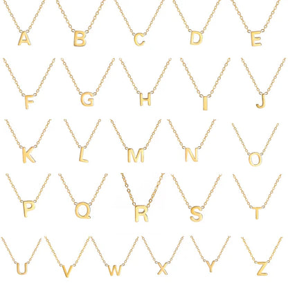 #00025 - Initial Letter Necklace: Stainless Steel Alphabet Choker