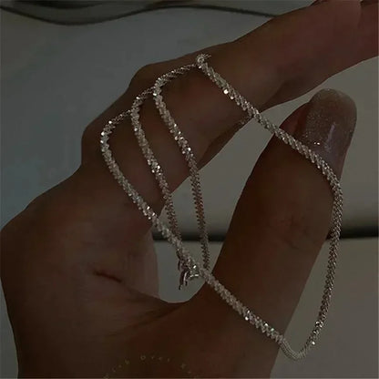 #00022 - Silver Sparkle Clavicle Chain Choker Necklace