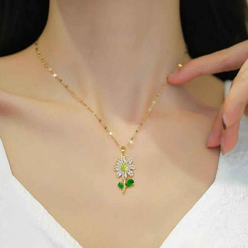 #00027 - Verdant Blossom Stainless Steel Jewelry Set