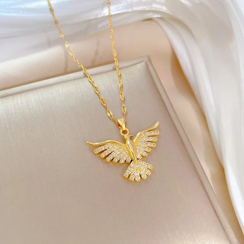 #00039 - Phoenix Feather Pendant Necklace