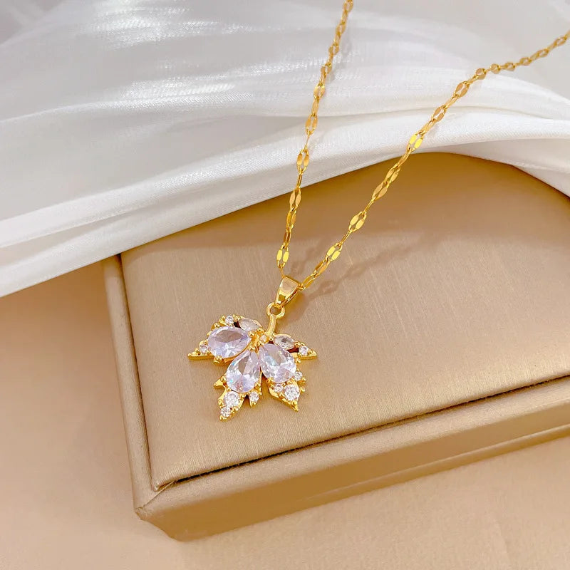 #00034 - Maple Leaf Micro-Inlay Jewelry Set