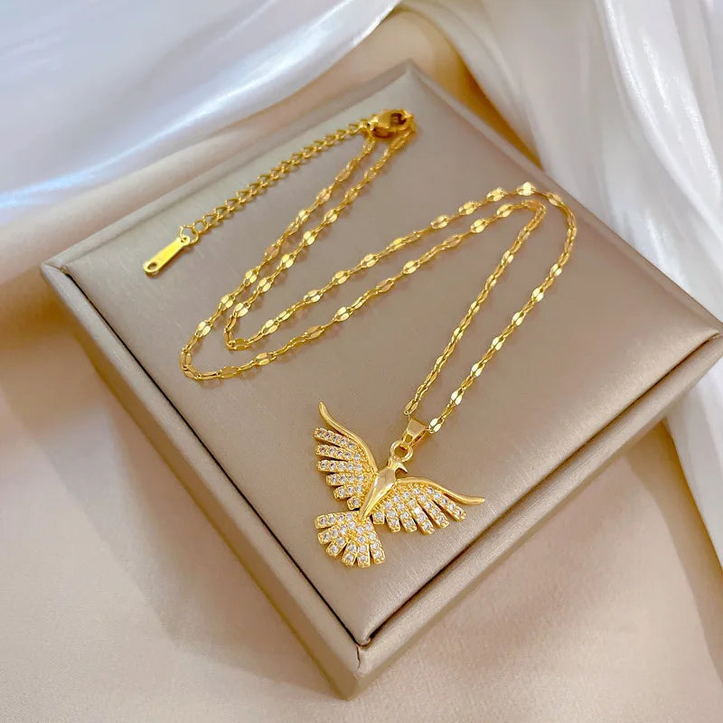 #00039 - Phoenix Feather Pendant Necklace