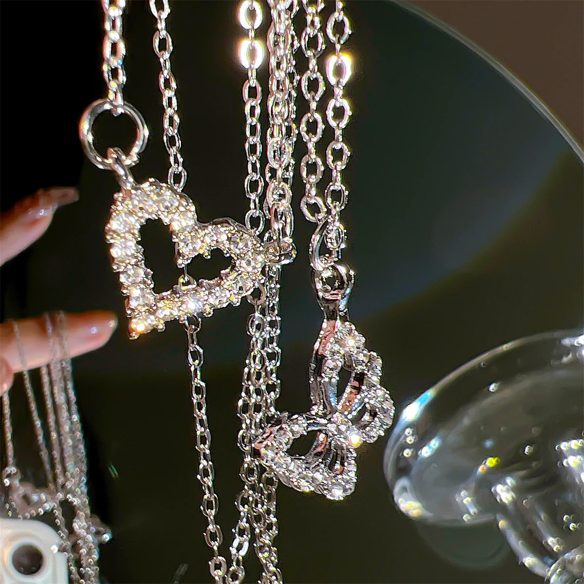 #00028 - Fluttering Heart Zircon Necklace