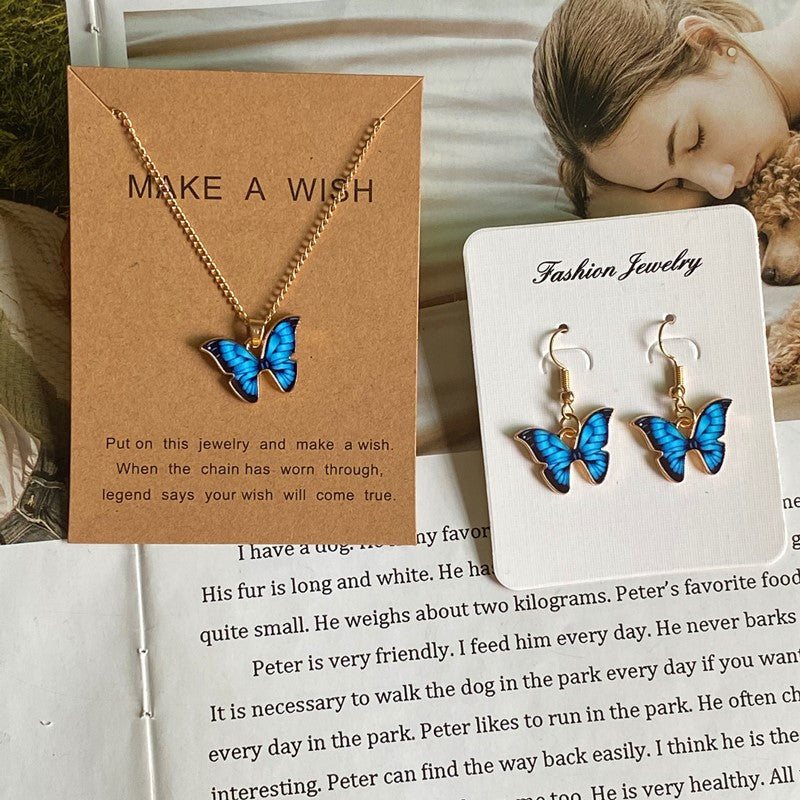 #00026 - Korean Style Butterfly Pendant Necklace & earing