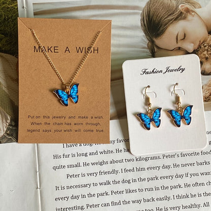 #00026 - Korean Style Butterfly Pendant Necklace & earing