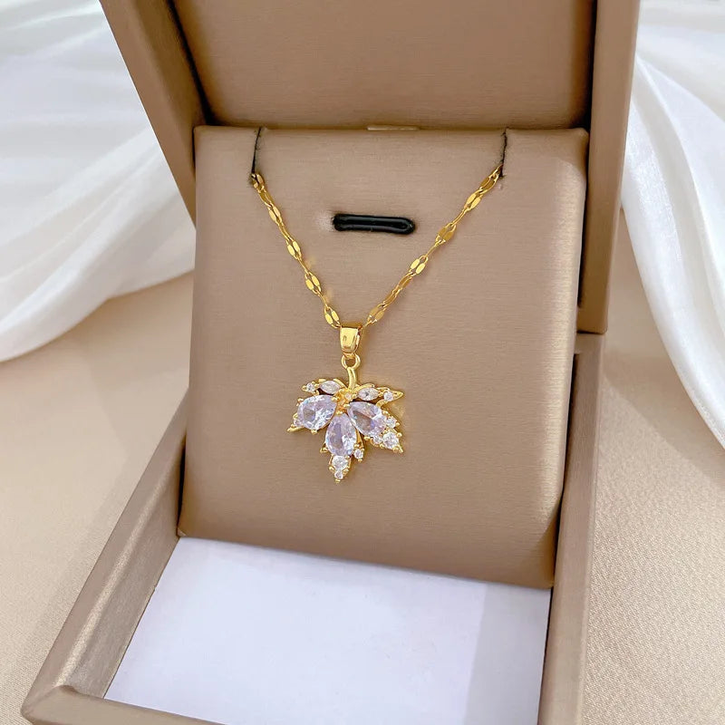 #00034 - Maple Leaf Micro-Inlay Jewelry Set
